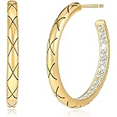 Hoop Earrings Cubic Zirconia Inlaid for Women Vintage Statement Earrings Trendy Jewelry 40MM