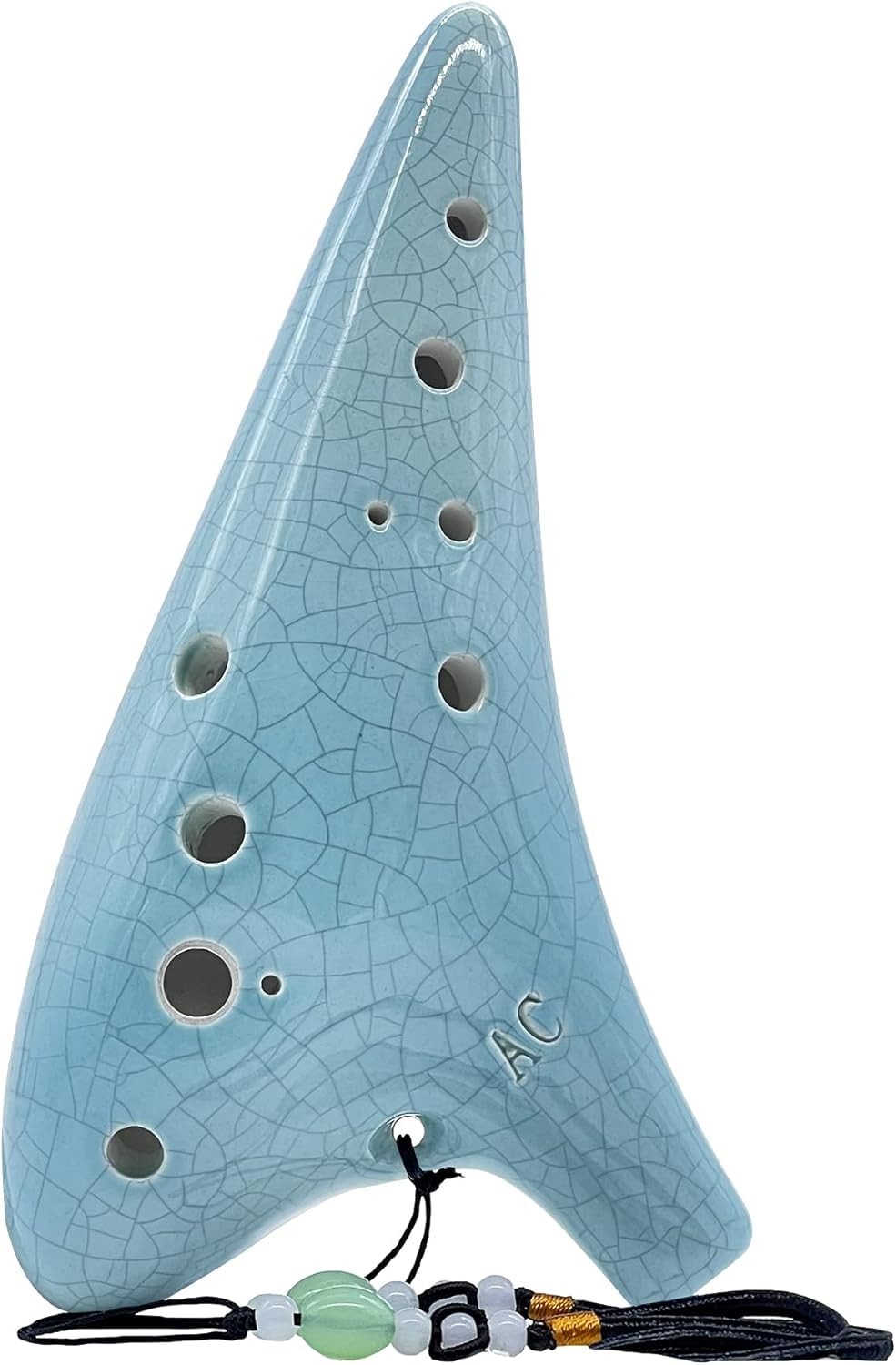 Zetong Legend of Zelda Ocarina 12 Hole Alto C with Textbook and Protective Bag, Perfect for Beginners and Professional Performance (Crack Cyan)