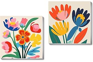 uuxsretaio 2 Pack Framed Paint by Number for Adults, Flower Paint by Numbers Kits on Canvas, Easy Adults Paint by Number Kits for Beginner DIY Acrylic Oil Painting for Home Wall Decor(8x8inch)