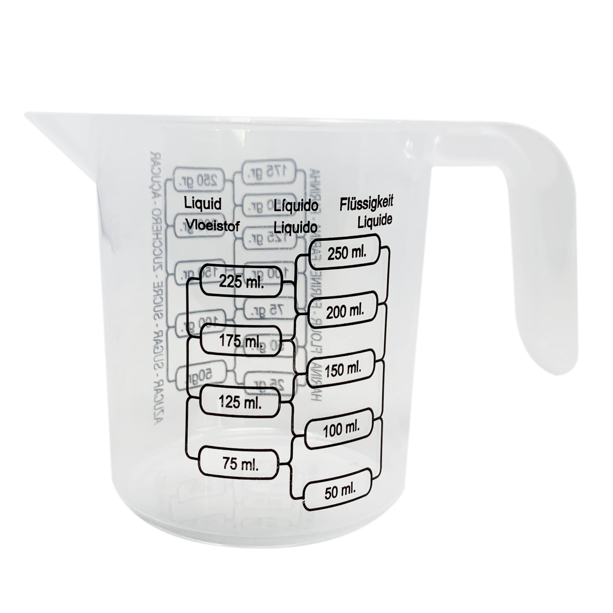 Plastic Measuring Jug Multi-Purpose Jug for Flour, Ground Almonds, Sugar, Milk, Oil, Dishwasher Safe, Easy to Read Measurements, Cook with Accuracy (250ml Measuring Jug)
