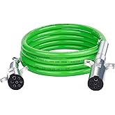 CheeMuii 7 Way Trailer Cord 12 FT ABS Electrical Power Cord Heavy Duty Green Straight Power Wire Cable for Semi Trucks Traile