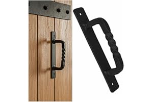 SaKeGa Mystic Colonial Rustic Twisted 6 Inch Barn Door Handle Pull – Heavy Duty Black Iron Door Handles for Sliding Barn Doors, Gates, Garages, Cabinets & Furniture