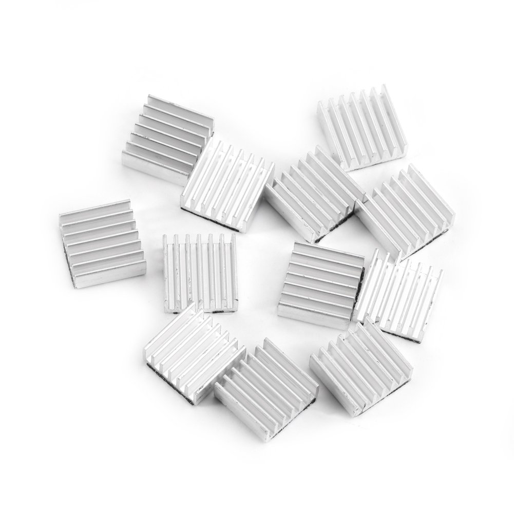 Oumefar 12Pcs Mini Cooler Heatsink Circuit Board 14x14x6mm Aluminum Cooling Fin with Adhesive Glue on Back for Computer Power IC