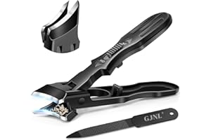 GJNL Slant Nail Clippers for Men Thick Nails - Upgrade Wide Jaw Opening Slanted Nail Clippers with Catcher, 45 Degrees Heavy Duty Curved Large Fingernail Ingrown Toenail Clippers