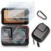 Screen Protector for Insta360 Ace Pro 2 Camera and Hard Shell Carrying Case | HUADU,9H Tempered Glass Film,Anti Scratch,High Definition,Protective Cover,Hard Shell Camera Case