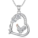 YYmqmq Heart Animal Necklace 925 Sterling Silver Cute Animal Pendant Jewelry Birthday Gifts for Women Girlfriend Mom Animal Lovers