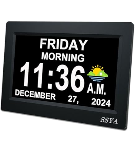 SSINI Digital Calendar Dementia Alarm Clock With Day And Date For Elderly - 15 Alarms 5 Colors Display Large Display Alzheimers Clock Large Digital Clock For Seniors (7in Black - View #10