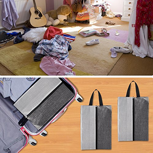 Travel Shoe Bags with Zippered & Handle Strap CGBE Visible Nylon Mesh Shoe Carrying Organizers One Fit Most 3 PACK (Dark gray)