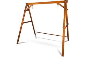 SULIVES Heavy Duty 1000 LBS Wooden Porch Swing Frame, Swing Stand Set for Outdoor Porch Swing，Outdoor Swings Set for Backyard,Patio, Lawn & Garden