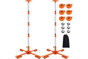 VEITHI Boat Cover Support Poles Heavy Duty 2 Pack, Aluminum Telescoping Boat Cover Support System with Metal Cross Base, 21” to 58” Pontoon Boat Cover Support with Adjustable Strap - Orange