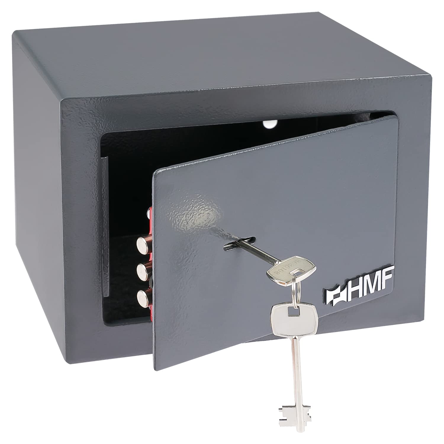 HMF Small Safe with key, Home Safe box | 23 x 17 x 17 cm | Anthracite