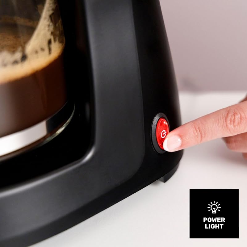 Taurus Verona 6 Drip Cafeteira, 600W, 600 ml, Intense Flavour Tech, Placa de aquecimento, Filtro permanente lavável, Jarro de vidro anti-gotejamento, Design compacto preto mate, BPA Free