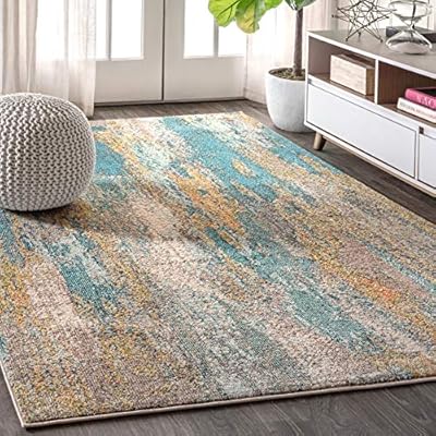 JONATHAN Y CTP106A-5 Contemporary POP Modern Abstract Vintage Waterfall Blue/Brown/Orange 5 ft. x 8 ft. Area-Rug… 61eNEvJ4CSL