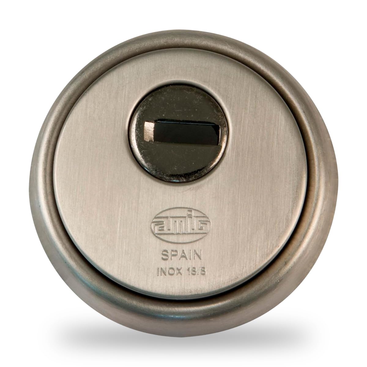 Amig - Cylinder Protector Mod. 31 - Stainless Steel 18/8 - Silver Finish - Hollow Outer Ring - Ø65 mm - Anti-Drill Plate - Screws - mounting Support - Euro Profile Cylinder EN1303 - Sintered Steel
