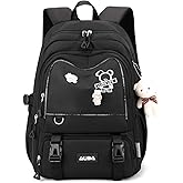 LANSHIYA School Bags for Girls,Elementary Middle School Students Bookbag, Kids Backpack with Pendent&Pins Outdoor Backpacks for Girls