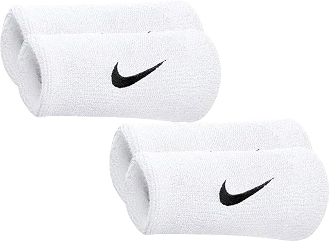 Amazon Nike ナイキ スウッシュ ダブルワイド リストバンド 2個セット ホワイト ブラック Nnnos 2set テニス 通販