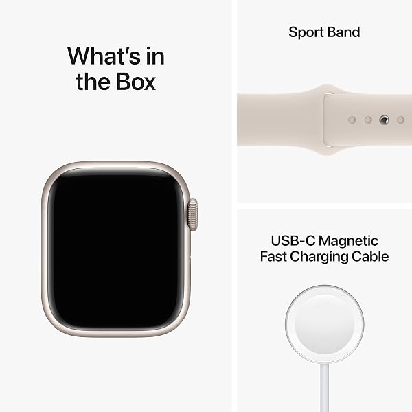 APPLE WATCH SERIES 8 [GPS, 41MM] – STARLIGHT ALUMINUM CASE WITH STARLIGHT SPORT BAND, S/M (RENEWED)