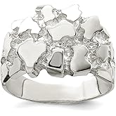925 Sterling Silver Polished Mens Nugget Ring 4mm Wide Ring for Men