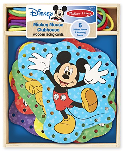 Melissa & Doug Mickey Mouse Clubhouse Wooden Lacing Cards With 5 Double-Sided Panels and Matching Laces