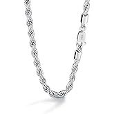Men 925 Sterling Silver 5mm Twist Rope Chain Necklace 24k Real Gold Plated Women Diamond Cut Clasp Rope Box Chain 18 " 20 "22" 24 "26" 28 "30"Chocker Jewelry Gifts (Silver, 20 inch)