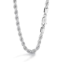 Savlano 925 Sterling Silver 8MM Hollow Italian Rope Diamond Cut