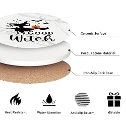 Halloween Drink Absorbent Coasters with Holder Set