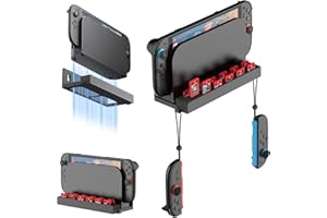 JUSPRO Metal Wall Mount for Nintendo Switch 2, Space-Saving Dock Bracket with 12 Game Card Slots & 2 Joy-Con Hangers - Perfect for Behind TV, Sturdy Organizer for Switch 2 Accessories
