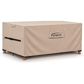 Rectangular Patio Furniture Cover 128L x 82W x 28H Inch, Waterproof 600D Heavy Duty Oxford Outdoor Table Cover, Windproof UV Resistant for Dining Table Chairs Sectional Sofa Set, Brown
