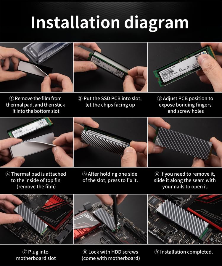 Dissipador de Calor para SSD M2 2280 em Alumínio, Com Thermal Pad - PROLONGA A VIDA ÚTIL DO SEU SSD - Desktop, PS5, PC - EASY IDEA NETWORK (PRATA)