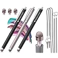 The Friendly Swede Mesh Tip Stylus Pen for Touchscreen — 3-Pack Micro-Knit Capacitive Stylus Pen for iPad & iPhone with 3 Replaceable Fiber Tips, Elastic Lanyards & Screen Cleaning Cloth