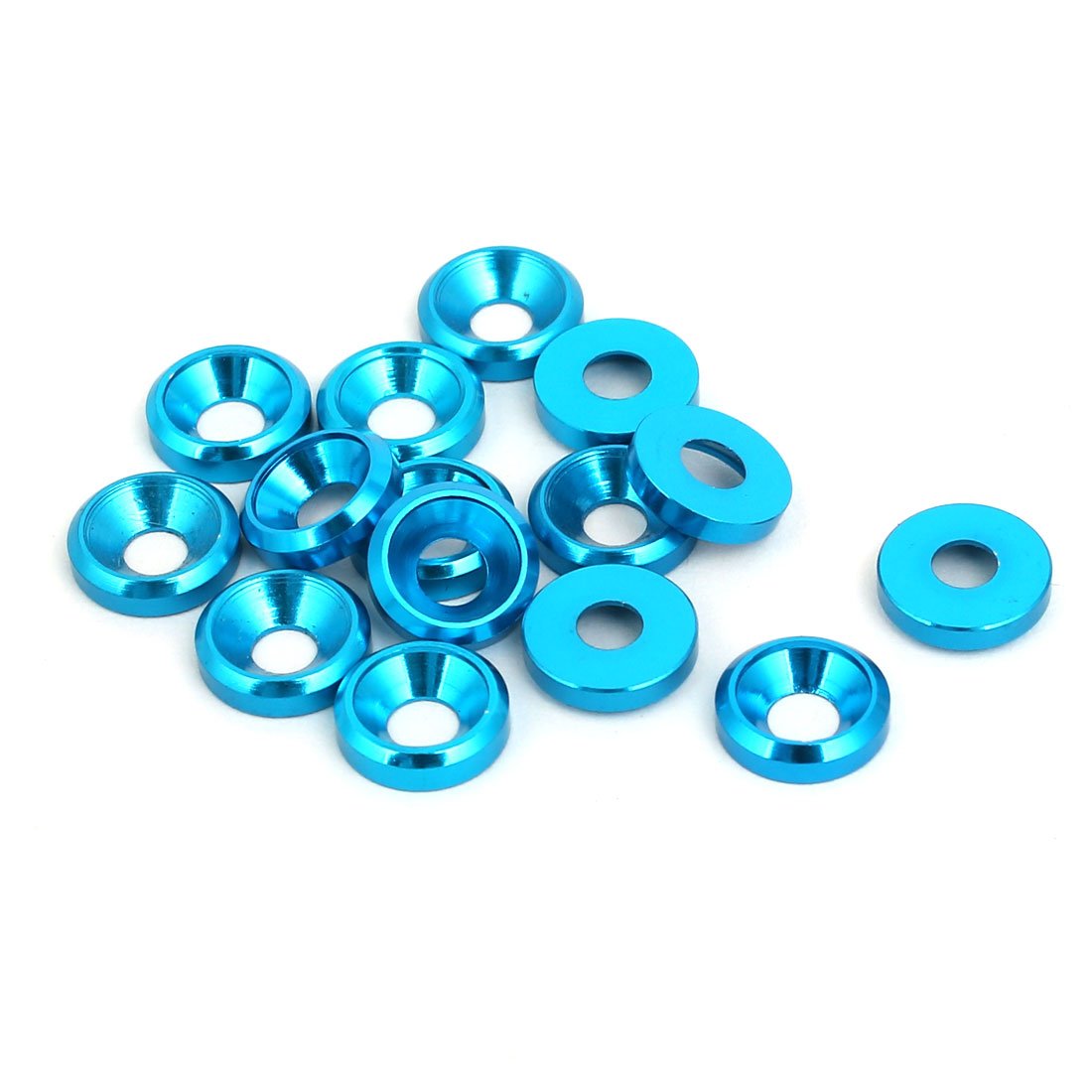 Sourcingmap M3 Aluminium Alloy Cup Head Engine Bay Bumper Washer Sky Blue 15pcs