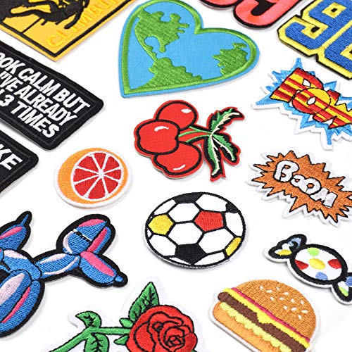 J.CARP Assorted Styles Cool Embroidered Iron Patch on Cute Sewing Applique Applique for Jacket Hat Backpack Jeans Sewing Flowers Applique DIY Accessory (22PCS)