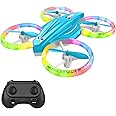 Lisoco Drone, Mini Drone for Kid and Beginner with Led Light, Small Indoor Rc Drone with 360 Flip, 2 Batteries, One Key Take Off Landing, Kids Flying Toy Gift for Boy and Girl（Light Blue)
