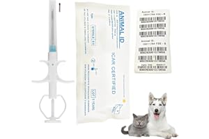 2 Packs 1.4x8mm,YurMemo Universal Pet Microchip Registratable RFID Animal Implant Chip for Management and Tracking, 134.2kHz FDX-B Pet ID Tags for Pets, Cat, Dog, Rabbit,Cow, Sheep, Pig,Fish