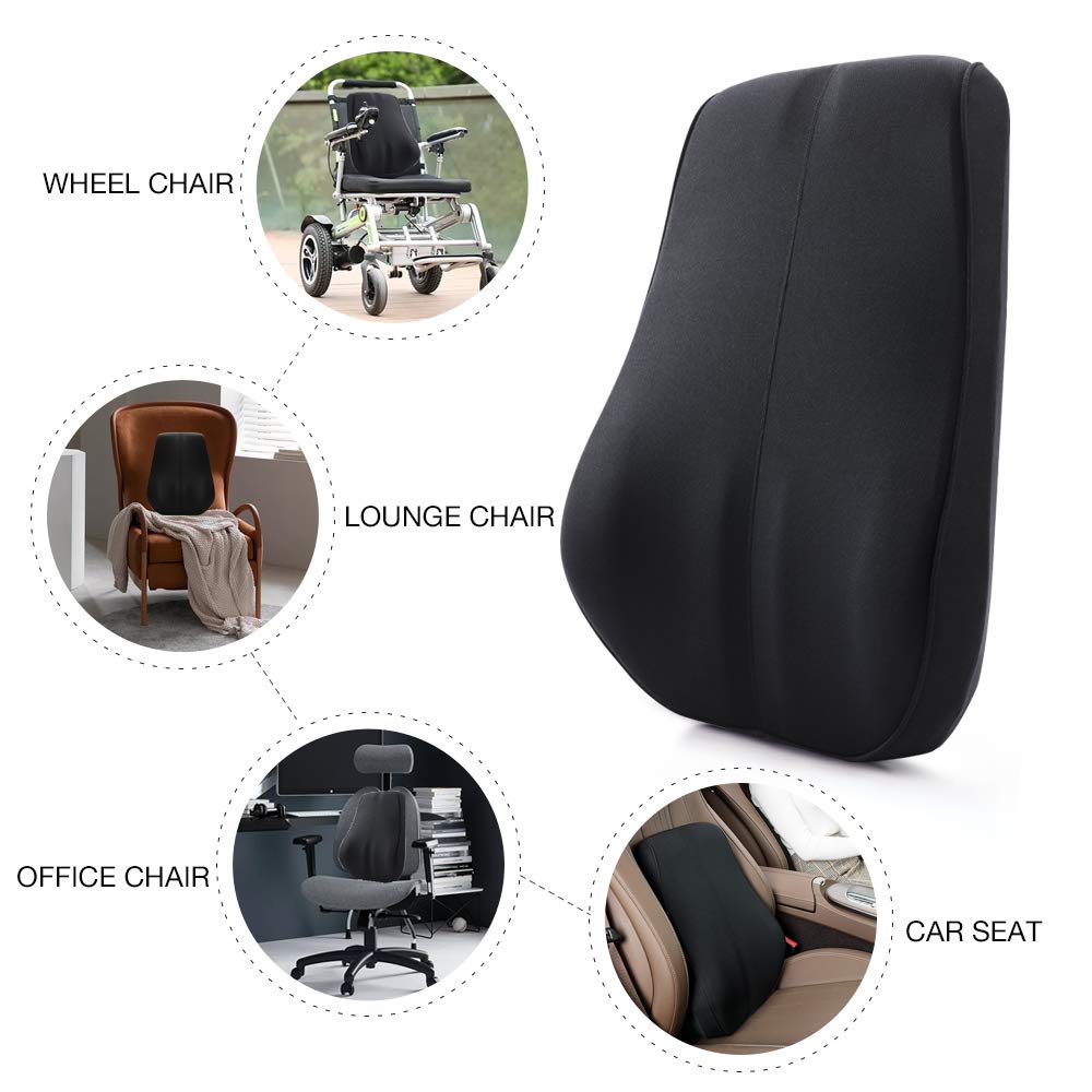 QUEES Memory Foam Lumbar Support Pillow Breathable Mesh Back Cushion with Ergonomic Designed for Low Back Pain Relief Orthopedic Backrest for Car Seat Office Chair Wheelchair and Recliner