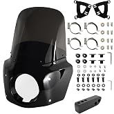 BOSYCY Motorcycle Fairing Windshield Kit, 5.75" Headlight Fairings 48-58mm Forks 15" Smoke Windscreen with Extension for Harley 2006-2017 Dyna Low Rider FXDL Super Glide Street Bob FXDB
