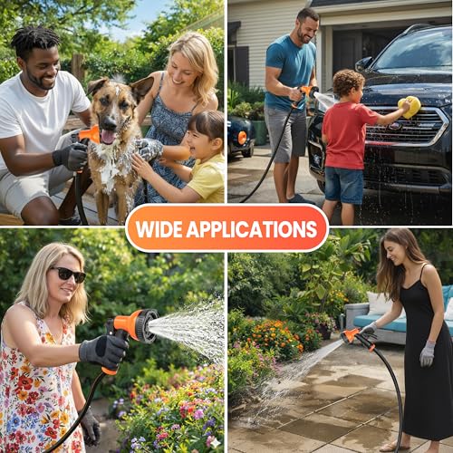 Retractable Garden Hose Reel, 1/2 in x 100 ft Wall Mounted Hose Reel Heavy Duty with 10-Function Sprayer Nozzle, Any Length Lock, Slow Return System, 180°Swivel Bracke for Large Yard Lawn Car Washing