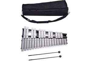 Taruor Foldable Glockenspiel Xylophone, 30 Note Glockenspiel Xylophone Wooden Frame Aluminum Bars Educational Percussion Musical Instrument Gift with Carrying Bag