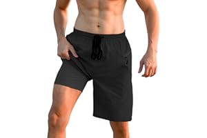 Cozople Mens Swim Trunks with Compression Liner 2 in 1 Board Shorts 9 Inch Quick Dry Swimming Trunks with Zipper Pockets
