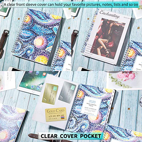 2020 Planner - Weekly & Monthly Planner 2020, Jan - Dec, 6.25" x 8.3", 12 Monthly Tabs, Twin Wire Binding, Clear Cover Pockets
