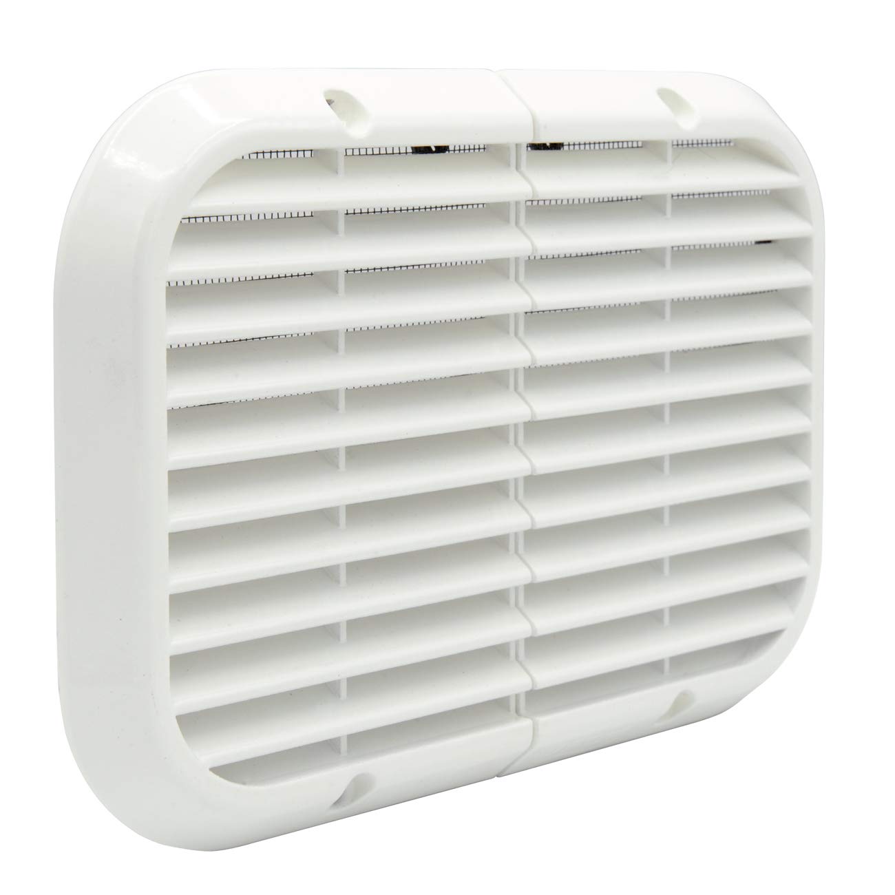 La Ventilazione ASR2215B Anti-Foundation Grill with Insect Mesh to Overlap. Dimensions: 220 x 150 mm. White Painted Aluminium