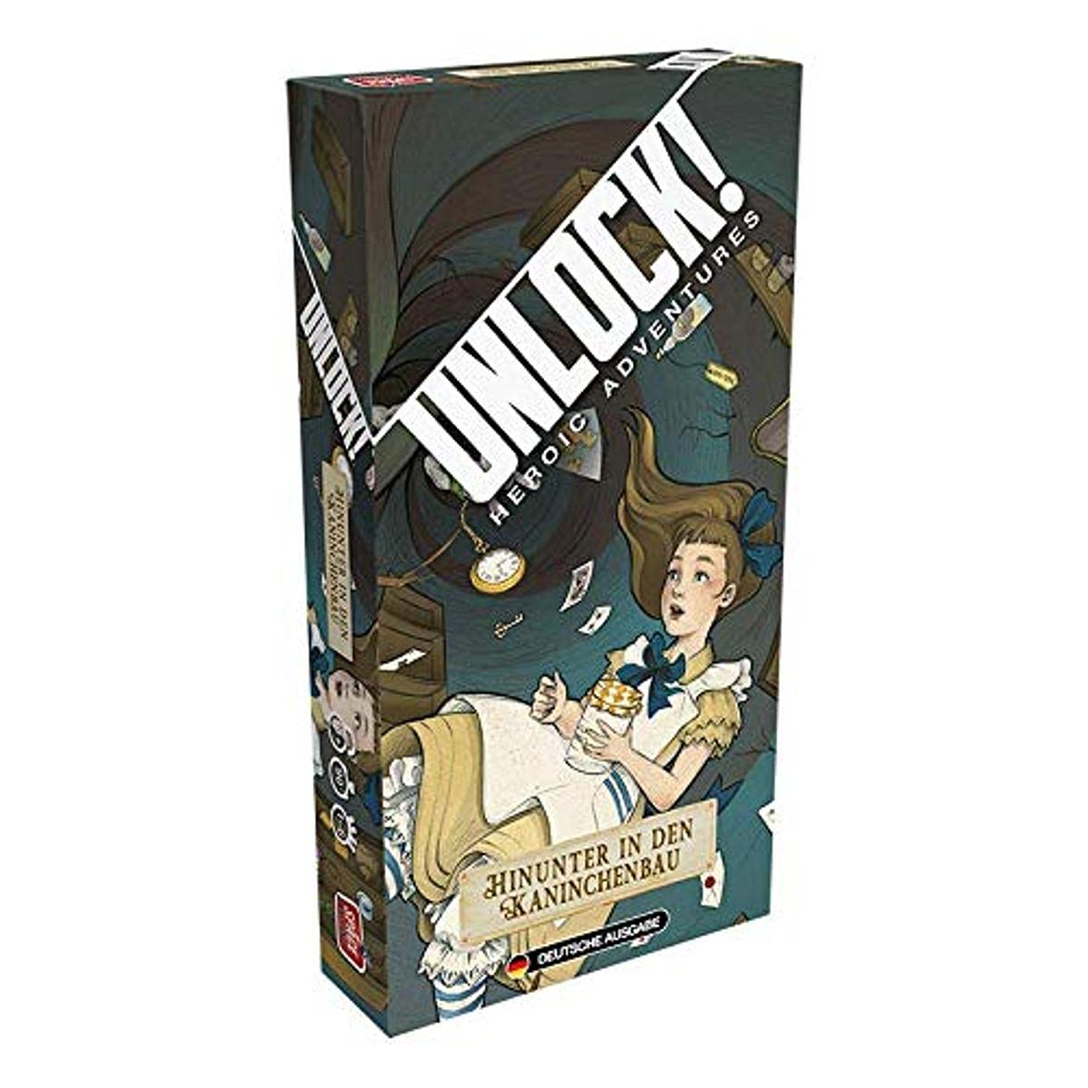 Asmodee Unlock! Down in the Rabbit Construction Puzzle Game German - Escape Game Adventure for 1-6 Players Aged 10 and Up