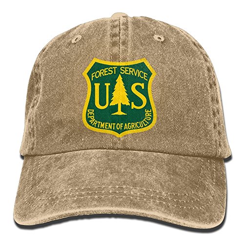 YISHOW US Forest Service Flag Plain Adjustable Cowboy Cap Denim Hat for Women and Men