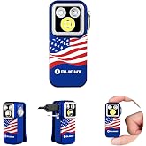 OLIGHT Oclip Pro S Rechargeable EDC Clip-on Flashlight, Stars Stripes | RGB, UV, 600 Lumens, USB-C Charging, Flash Modes, Magnetic Clip, Inspection, Signaling, Work, Outdoor Use