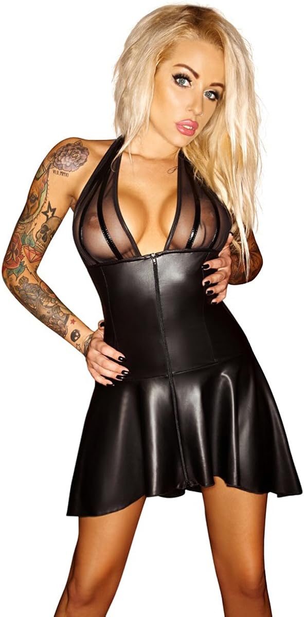 Noir Handmade Women's 27149491021 Wetlook Dress With Powernet Cups Noir Handmade Black Small, Black (Nero 001), S UK