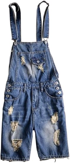 ripped denim overalls shorts