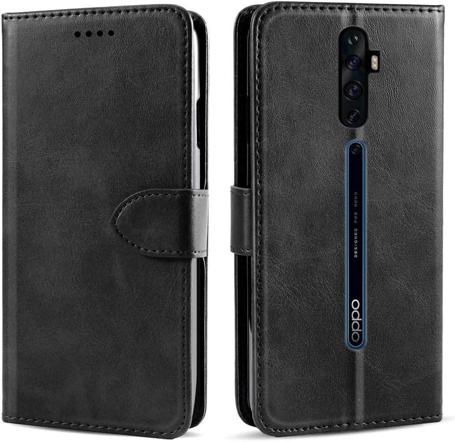 HAPPON for Oppo Reno 2Z Case,PU Leather Flip Folio Case with Card Slot Stand Holder Magnetic Closure Cover for Oppo Reno 2Z, Black