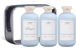 ASEVAT 10 oz Plastic Travel Refillable Shampoo and Conditioner Bottles, Plastic Travel Bottles for Toiletries, Plastic Squeeze Bottles with Flip Cap for Lotion, Cream and Liquids (3Pcs)