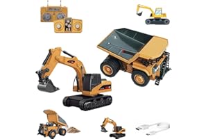 Mini Rc Construction Series – Pocket Dump Truck, Excavator & Forklift Set, 1/64 Scale Rc Excavator for Adults with Wireless C