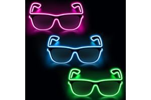 YouRfocus Wired LED Light up Glasses 3 Pack Glow in the Dark Neon Rave Glasses for Rave Party, EDM, Halloween, Christmas, Operated with Battery Power (Blue + Green + Pink)